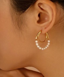 Wフープパールピアス
