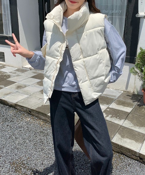 EPICKS（エピックス）の「スタンドネック中綿ベスト（ダウンベスト・レディース・ホワイト/ブラック・M/L/S）」の3枚目の写真