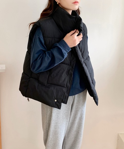 EPICKS（エピックス）の「スタンドネック中綿ベスト（ダウンベスト・レディース・ホワイト/ブラック・M/L/S）」の7枚目の写真