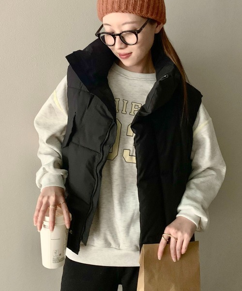 EPICKS（エピックス）の「スタンドネック中綿ベスト（ダウンベスト・レディース・ホワイト/ブラック・M/L/S）」の8枚目の写真