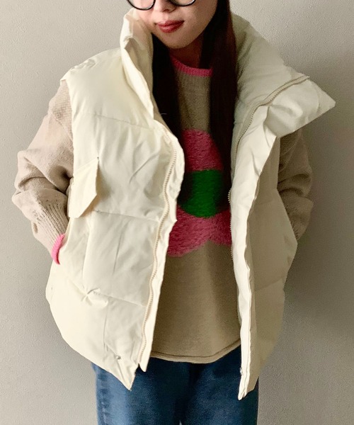 EPICKS（エピックス）の「スタンドネック中綿ベスト（ダウンベスト・レディース・ホワイト/ブラック・M/L/S）」の9枚目の写真