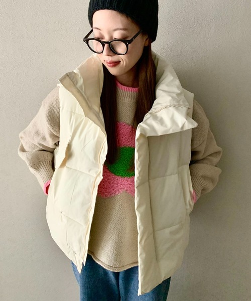 EPICKS（エピックス）の「スタンドネック中綿ベスト（ダウンベスト・レディース・ホワイト/ブラック・M/L/S）」の15枚目の写真