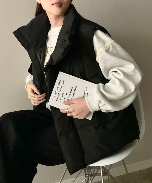 EPICKS（エピックス）の「スタンドネック中綿ベスト（ダウンベスト・レディース・ホワイト/ブラック・M/L/S）」の20枚目の写真