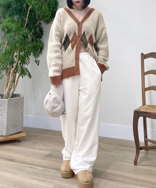 Heather（ヘザー）の「【POLO BCS(ポロ・ビーシーエス)】アーガイルカーディガン  975498（カーディガン/ボレロ・レディース・ベージュ/グリーン・FREE）」の8枚目の写真