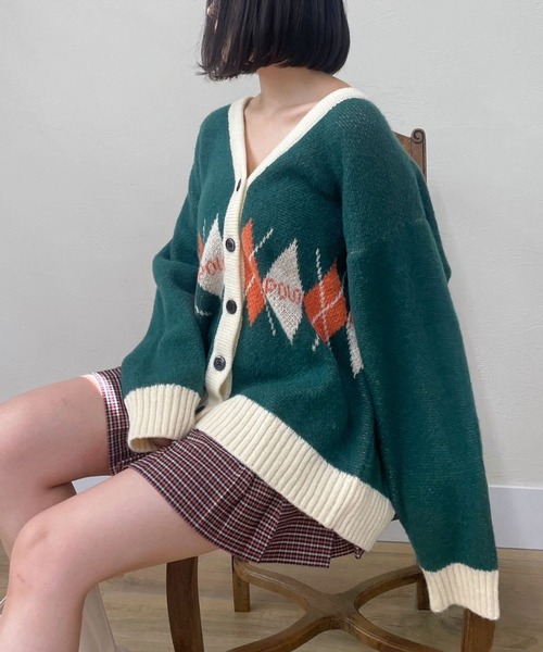 Heather（ヘザー）の「【POLO BCS(ポロ・ビーシーエス)】アーガイルカーディガン  975498（カーディガン/ボレロ・レディース・ベージュ/グリーン・FREE）」の17枚目の写真