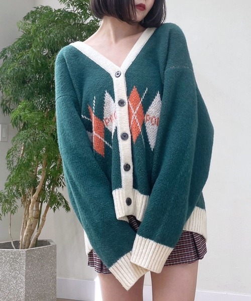 Heather（ヘザー）の「【POLO BCS(ポロ・ビーシーエス)】アーガイルカーディガン  975498（カーディガン/ボレロ・レディース・ベージュ/グリーン・FREE）」の18枚目の写真