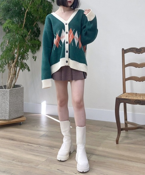 Heather（ヘザー）の「【POLO BCS(ポロ・ビーシーエス)】アーガイルカーディガン  975498（カーディガン/ボレロ・レディース・ベージュ/グリーン・FREE）」の19枚目の写真