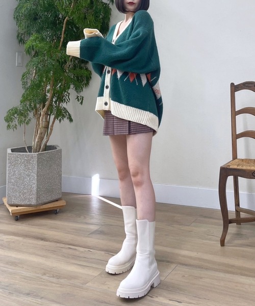 Heather（ヘザー）の「【POLO BCS(ポロ・ビーシーエス)】アーガイルカーディガン  975498（カーディガン/ボレロ・レディース・ベージュ/グリーン・FREE）」の21枚目の写真