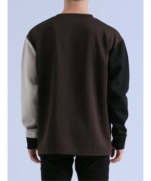 semantic design(セマンティックデザイン)の「【ストレッチ】セマンティックデザイン ダンボール 配色切替 長袖プルオーバー(Tシャツ/カットソー・メンズ・ライトグレー/グリーン/チョコ・MEDIUM/LARGE)」の19枚目の写真