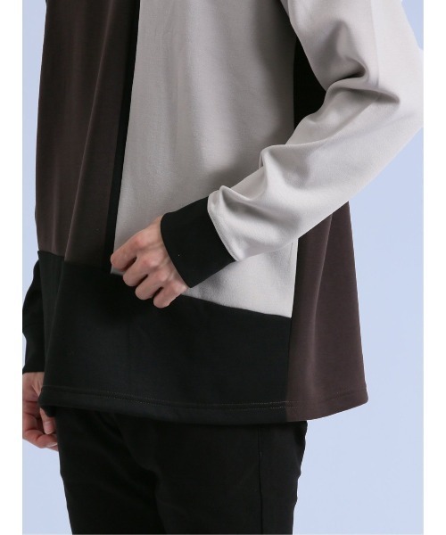 semantic design(セマンティックデザイン)の「【ストレッチ】セマンティックデザイン ダンボール 配色切替 長袖プルオーバー(Tシャツ/カットソー・メンズ・ライトグレー/グリーン/チョコ・MEDIUM/LARGE)」の21枚目の写真