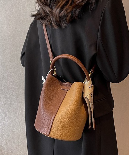 c.u.l（シーユーエル）の「着脱可能リボン付き レザーライク ショルダーバケツバッグ cula749（ショルダーバッグ・レディース・ベージュ/ブラック/ブラウン・FREE）」の18枚目の写真