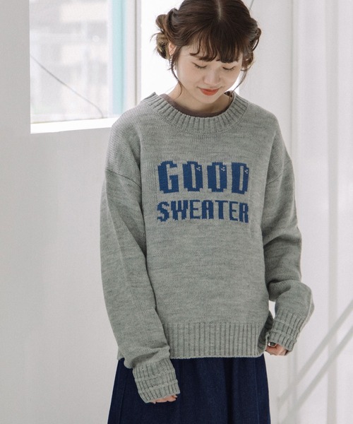 POU DOU DOU（プードゥドゥ）の「GOOD SWEATERロゴジャガードニット（ニット/セーター・レディース・ブラック/アイボリー/グレー・3）」の3枚目の写真