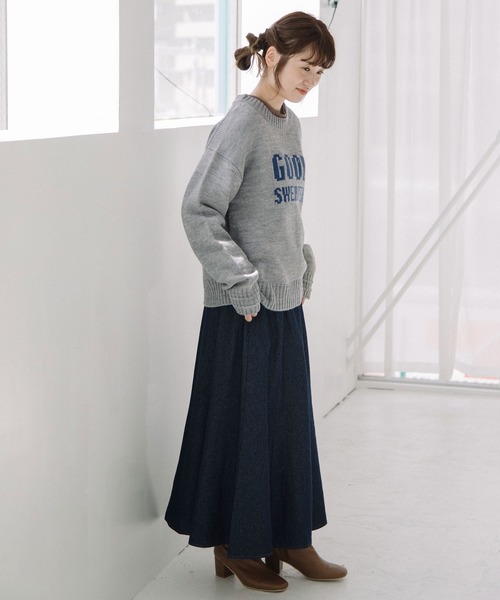 POU DOU DOU（プードゥドゥ）の「GOOD SWEATERロゴジャガードニット（ニット/セーター・レディース・ブラック/アイボリー/グレー・3）」の5枚目の写真