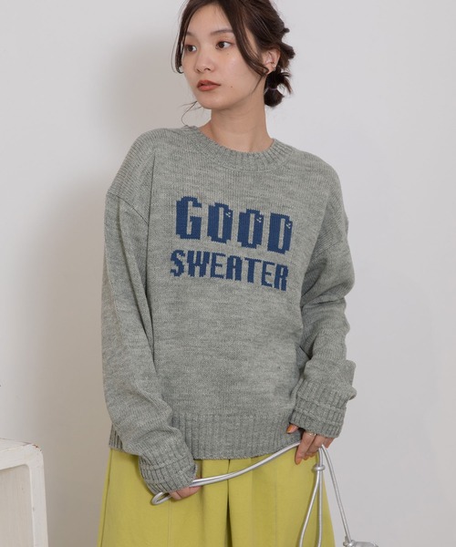 POU DOU DOU（プードゥドゥ）の「GOOD SWEATERロゴジャガードニット（ニット/セーター・レディース・ブラック/アイボリー/グレー・3）」の9枚目の写真