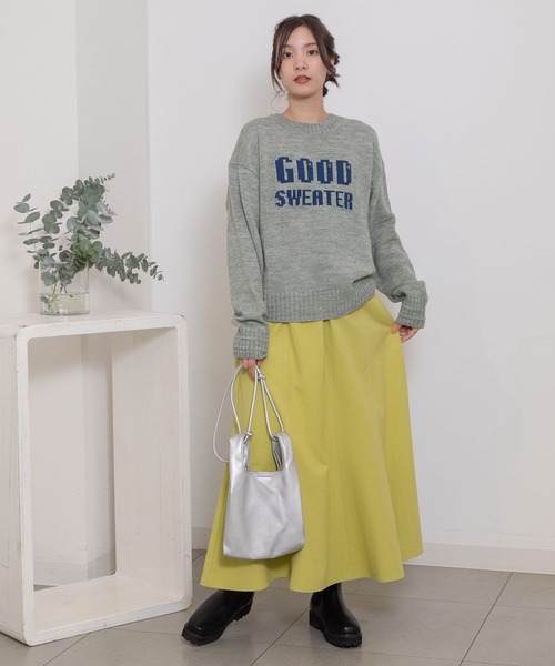 POU DOU DOU（プードゥドゥ）の「GOOD SWEATERロゴジャガードニット（ニット/セーター・レディース・ブラック/アイボリー/グレー・3）」の11枚目の写真