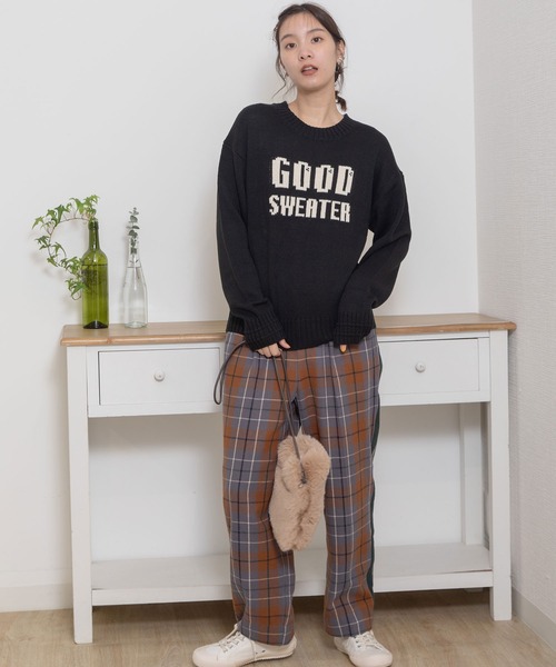 POU DOU DOU（プードゥドゥ）の「GOOD SWEATERロゴジャガードニット（ニット/セーター・レディース・ブラック/アイボリー/グレー・3）」の16枚目の写真