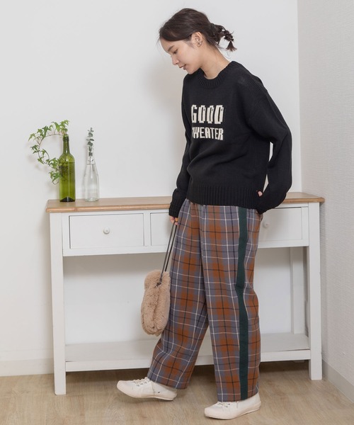 POU DOU DOU（プードゥドゥ）の「GOOD SWEATERロゴジャガードニット（ニット/セーター・レディース・ブラック/アイボリー/グレー・3）」の17枚目の写真