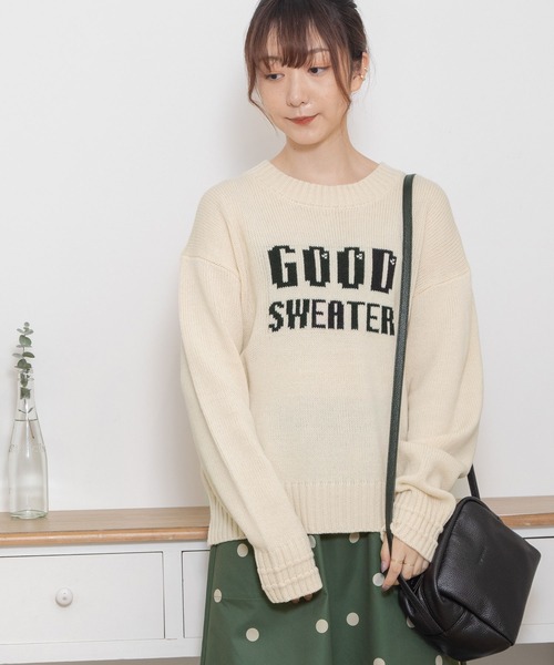 POU DOU DOU（プードゥドゥ）の「GOOD SWEATERロゴジャガードニット（ニット/セーター・レディース・ブラック/アイボリー/グレー・3）」の20枚目の写真