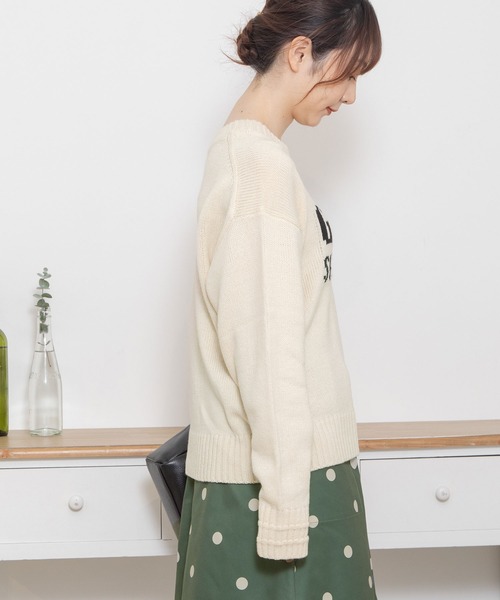 POU DOU DOU（プードゥドゥ）の「GOOD SWEATERロゴジャガードニット（ニット/セーター・レディース・ブラック/アイボリー/グレー・3）」の21枚目の写真