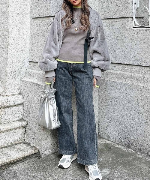 esutoreja（エストレジャ）の「リンガーニット（ニット/セーター・レディース・ブラック/グレー/アイボリー/ホワイト×ブラック・FREE）」の7枚目の写真