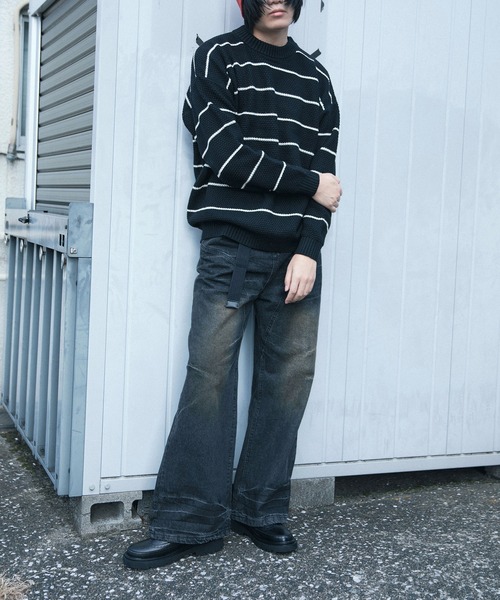 aimoha(アイモハ)の「aimoha men パイナップル編みボーダースウェーター(ニット/セーター・メンズ・ネイビー/ブラック/オフホワイト・MEDIUM/XX-LARGE/LARGE/XXX-LARGE/X-LARGE)」の15枚目の写真