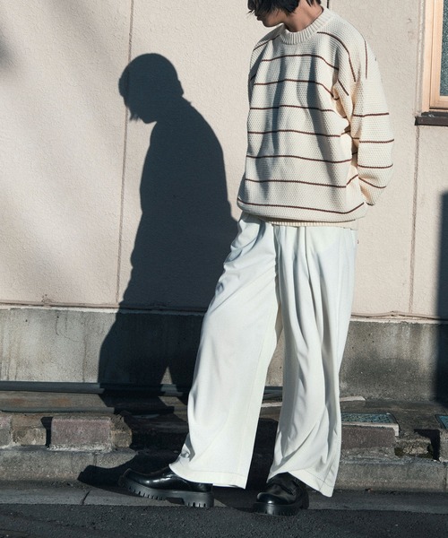 aimoha(アイモハ)の「aimoha men パイナップル編みボーダースウェーター(ニット/セーター・メンズ・ネイビー/ブラック/オフホワイト・MEDIUM/XX-LARGE/LARGE/XXX-LARGE/X-LARGE)」の10枚目の写真