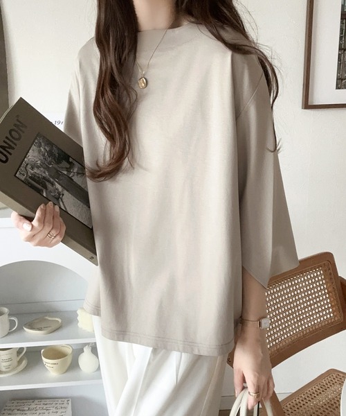 classicalelf(クラシカルエルフ)の「シンプルモダンな大人カジュアルトップス。 綿100%シルケットドルマンカットソー(Tシャツ/カットソー・レディース・グリーン/ホワイト/ブルー/ブラック/グレイッシュベージュ・LARGE/MEDIUM/SMALL/X-LARGE)」の14枚目の写真