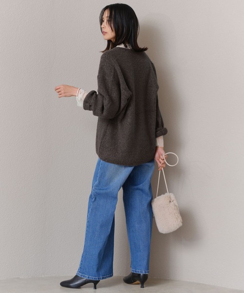 BARNYARDSTORM（バンヤードストーム）の「ブークレ深Vネックニット（ニット/セーター・レディース・モカ/ベージュ・FREE）」の8枚目の写真