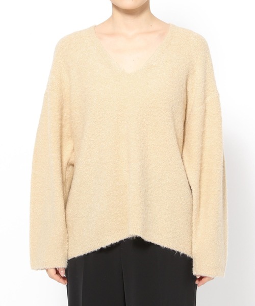 BARNYARDSTORM（バンヤードストーム）の「ブークレ深Vネックニット（ニット/セーター・レディース・モカ/ベージュ・FREE）」の11枚目の写真