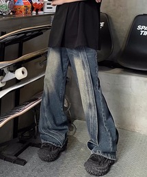 Ressaca（レサーカ）の「切替デザイン ビンテージライク ワイドストレートデニムイージーパンツ（デニムパンツ）」