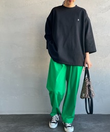 [UNIVERSAL OVERALL/ユニバーサルオーバーオール] 別注 7分袖 ドローコード付きポンチTシャツ