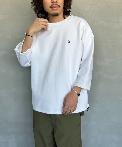 ユニバーサルオーバーオール 別注 7分袖 ドローコード付きポンチTシャツ セール】[UNIVERSAL OVERALL/ユニバーサルオーバーオール] 別注