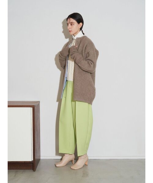 ELENDEEK（エレンディーク）の「CNラクーンミックスWカーディガン（ノーカラージャケット・レディース・ベージュ/ブラック/アイボリー・01）」の13枚目の写真