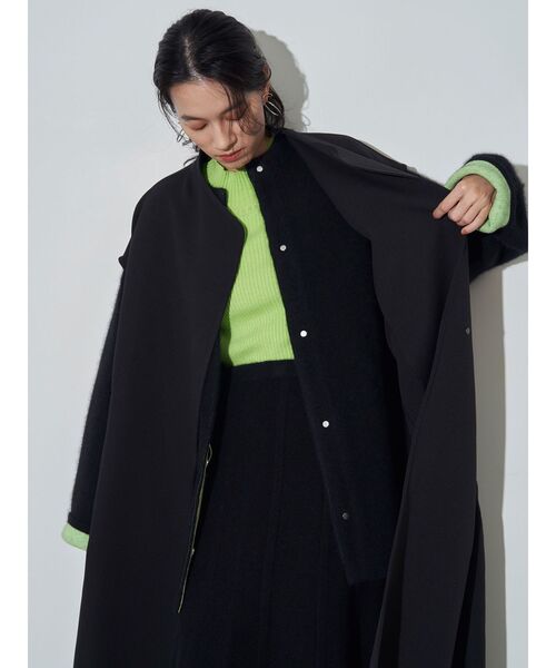 ELENDEEK（エレンディーク）の「CNラクーンミックスWカーディガン（ノーカラージャケット・レディース・ベージュ/ブラック/アイボリー・01）」の17枚目の写真