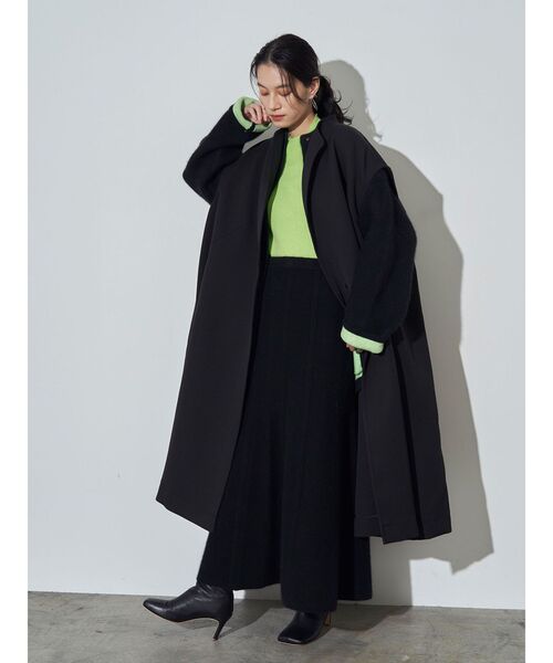 ELENDEEK（エレンディーク）の「CNラクーンミックスWカーディガン（ノーカラージャケット・レディース・ベージュ/ブラック/アイボリー・01）」の18枚目の写真