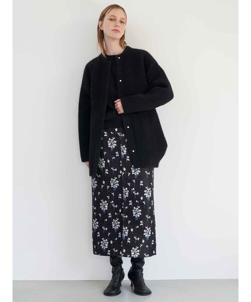 ELENDEEK（エレンディーク）の「CNラクーンミックスWカーディガン（ノーカラージャケット・レディース・ベージュ/ブラック/アイボリー・01）」の20枚目の写真