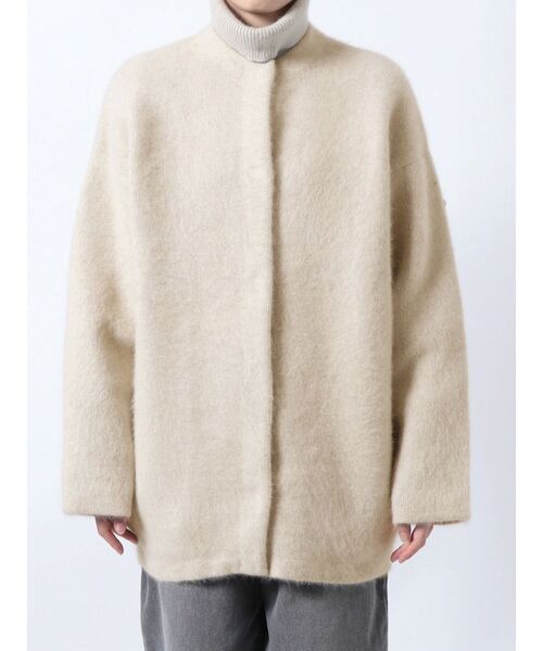 ELENDEEK（エレンディーク）の「CNラクーンミックスWカーディガン（ノーカラージャケット・レディース・ベージュ/ブラック/アイボリー・01）」の21枚目の写真