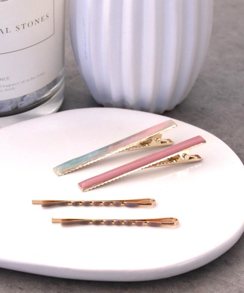 Three Four Time（ｽﾘｰﾌｫｰﾀｲﾑ）の「マーブルエポクリップ＆ピン（ヘアピン・レディース・ブルー/ピンク/ベージュ・FREE）」の2枚目の写真