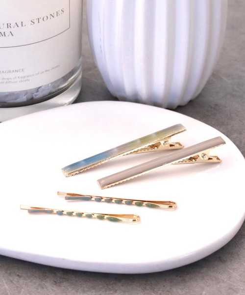 Three Four Time（ｽﾘｰﾌｫｰﾀｲﾑ）の「マーブルエポクリップ＆ピン（ヘアピン・レディース・ブルー/ピンク/ベージュ・FREE）」の3枚目の写真