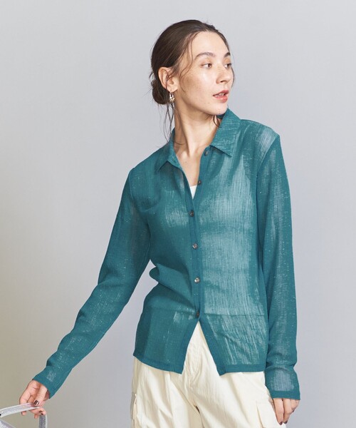 BEAUTY&YOUTH UNITED ARROWS（ビューティーアンドユースユナイテッドアローズ）の「楊柳 シャツ カーディガン -ウォッシャブル-（カーディガン/ボレロ・レディース・コバルトブルー/ダークグレー/ナチュラル・FREE）」の3枚目の写真