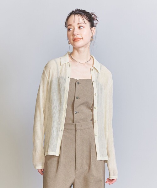 BEAUTY&YOUTH UNITED ARROWS（ビューティーアンドユースユナイテッドアローズ）の「楊柳 シャツ カーディガン -ウォッシャブル-（カーディガン/ボレロ・レディース・コバルトブルー/ダークグレー/ナチュラル・FREE）」の8枚目の写真