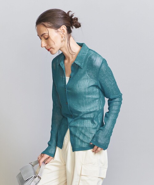 BEAUTY&YOUTH UNITED ARROWS（ビューティーアンドユースユナイテッドアローズ）の「楊柳 シャツ カーディガン -ウォッシャブル-（カーディガン/ボレロ・レディース・コバルトブルー/ダークグレー/ナチュラル・FREE）」の13枚目の写真