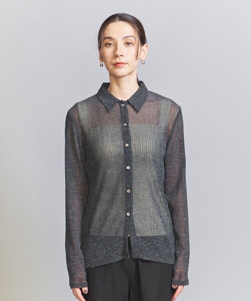 BEAUTY&YOUTH UNITED ARROWS（ビューティーアンドユースユナイテッドアローズ）の「楊柳 シャツ カーディガン -ウォッシャブル-（カーディガン/ボレロ・レディース・コバルトブルー/ダークグレー/ナチュラル・FREE）」の15枚目の写真