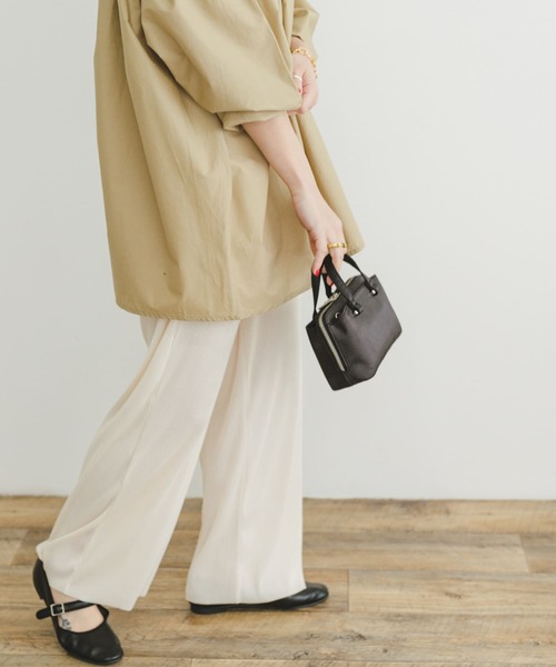 ITEMS URBANRESEARCH（アイテムズ アーバンリサーチ）の「セルフカットプリーツイージーパンツ（その他パンツ・レディース・ブラック/オフホワイト/ブラウン・FREE）」の5枚目の写真