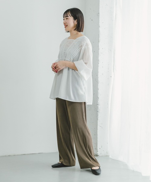 ITEMS URBANRESEARCH（アイテムズ アーバンリサーチ）の「セルフカットプリーツイージーパンツ（その他パンツ・レディース・ブラック/オフホワイト/ブラウン・FREE）」の18枚目の写真