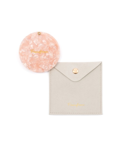 ポーチ付き コンパクトミラー ピンク（手鏡/メイクミラー