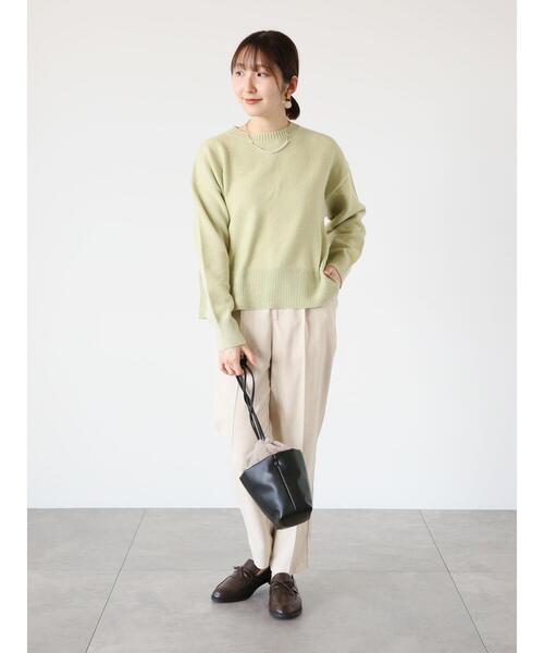 Te chichi TERRASSE（テチチテラス）の「バックスリットクルーネックトップス（ニット/セーター・レディース・オフホワイト/ミント/イエロー/ブラック・F）」の9枚目の写真