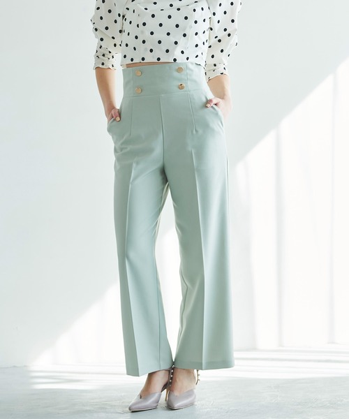 31 Sons de mode（トランテアン　ソン　ドゥ　モード）の「マリンワイドパンツ（その他パンツ・レディース・ライトグリーン/ダークインディゴブルー/ブラック・38/36）」の2枚目の写真