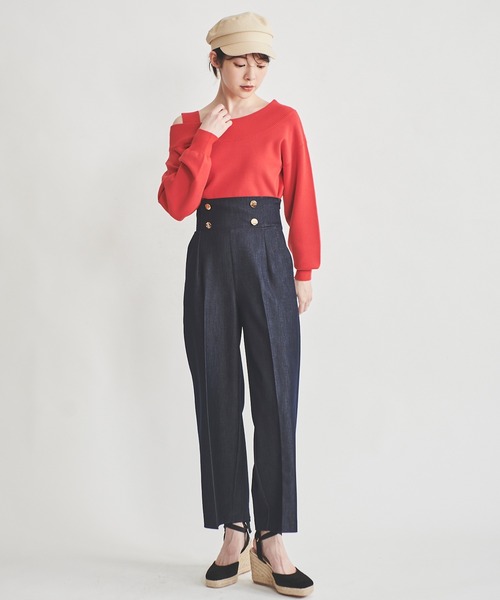 31 Sons de mode（トランテアン　ソン　ドゥ　モード）の「マリンワイドパンツ（その他パンツ・レディース・ライトグリーン/ダークインディゴブルー/ブラック・38/36）」の5枚目の写真