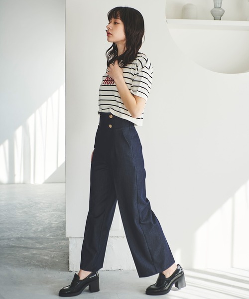 31 Sons de mode（トランテアン　ソン　ドゥ　モード）の「マリンワイドパンツ（その他パンツ・レディース・ライトグリーン/ダークインディゴブルー/ブラック・38/36）」の20枚目の写真